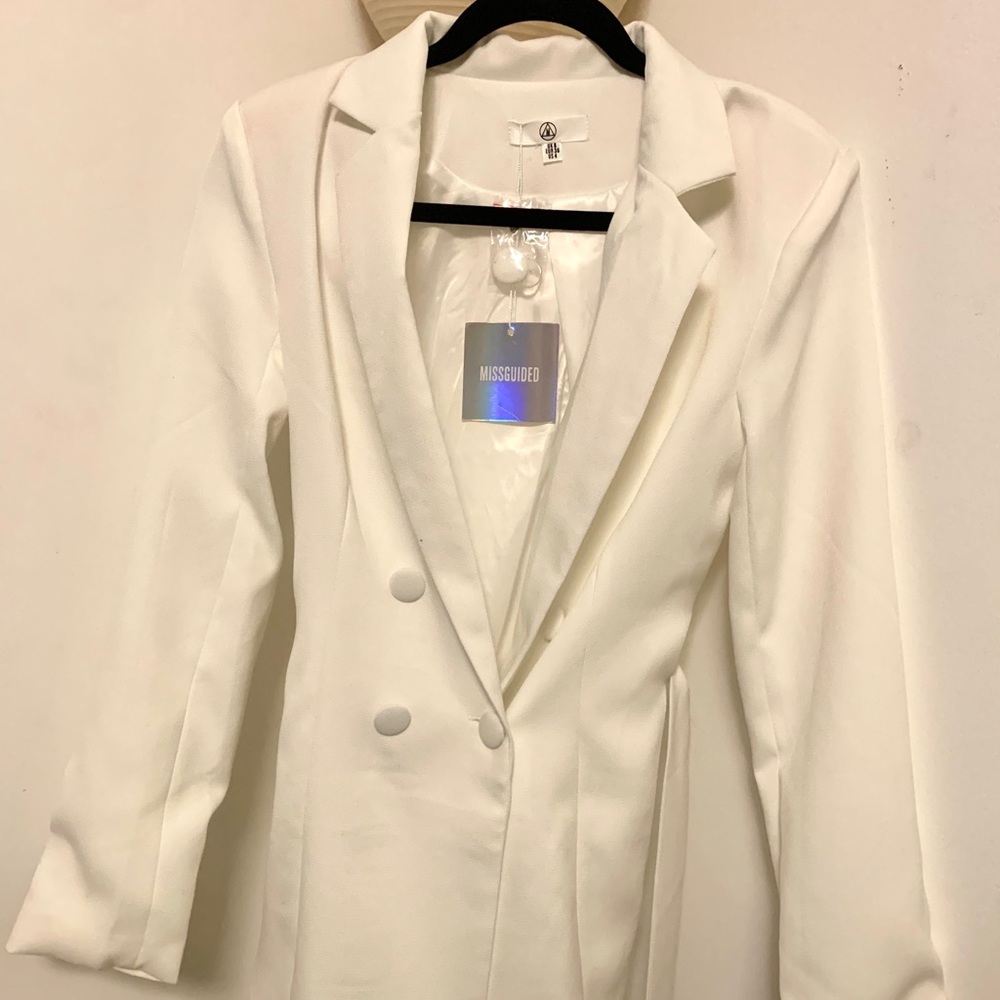 Missguided Belted White Blazer